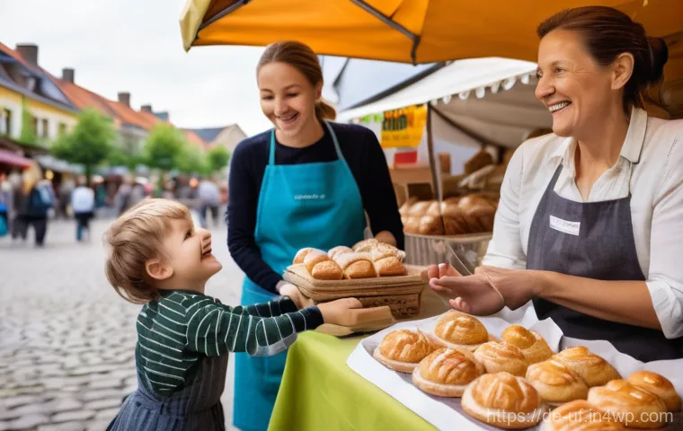 제약 기반 창의성을 활용한 마케팅 전략 - A friendly, middle-aged German bakery owner, wearing a clean apron over her clothes, stands behind a...